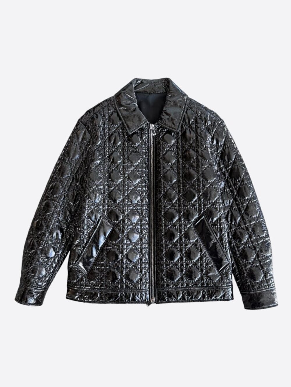 Dior Black Patent Leather Cannage Jacket